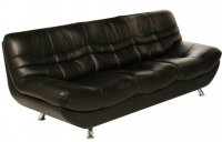 Carmen Leather Settee 3 Seater Black Carmen Leather Settee 3 Seater Black